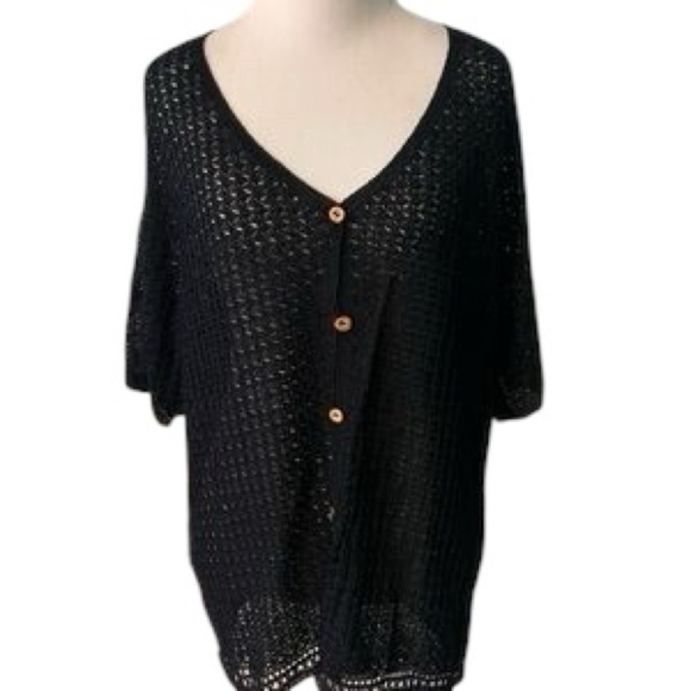 🆕 ELIZABETH by LIZ CLiborne Crochet Button Down Top Size XL